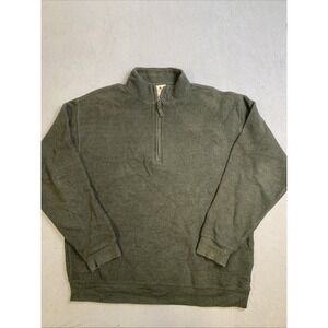 Woolrich‎ Sweater Men's L Green Pullover Winter Fall 1/4 Zip 100% Cotton